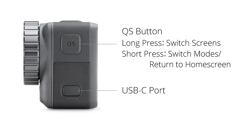 Nút QuickSwitch và cổng USB-C ở cạnh bên