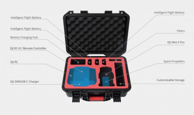 Hộp đựng DJI Mini 3 Pro Safety Carrying Case với thiết kế ngăn chứa tối ưu