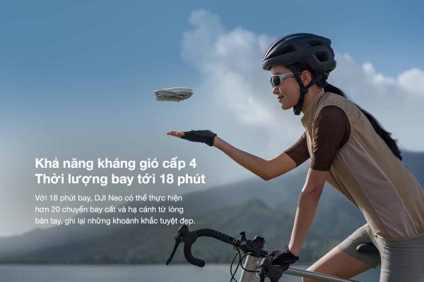 DJI Neo có thể thực hiện hơn 20 chuyến bay cất và hạ cánh, đi từ lòng bàn tay của bạn bay lên bầu trời